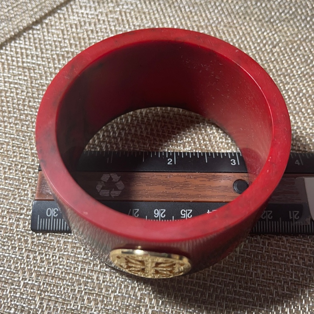 Rustic cuff bracelet bangle red black gold vintage - Picture 4 of 5
